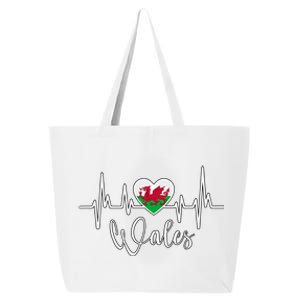 Wales Heart Welsh Heartbeat Ekg Pulse Welsh Pride Roots Gift 25L Jumbo Tote