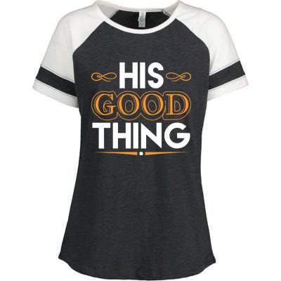 Wo He Who Finds His Good Thing Proverbs 18 22 Matching Couple V-Neck Enza Ladies Jersey Colorblock Tee