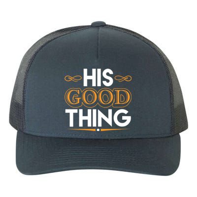 Wo He Who Finds His Good Thing Proverbs 18 22 Matching Couple V-Neck Yupoong Adult 5-Panel Trucker Hat