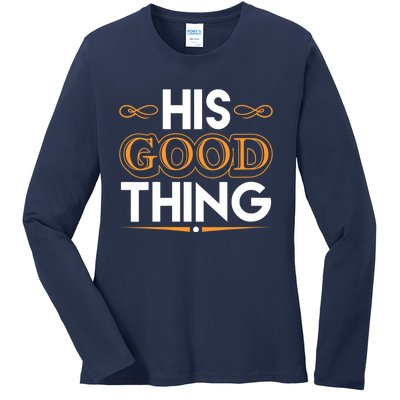 Wo He Who Finds His Good Thing Proverbs 18 22 Matching Couple V-Neck Ladies Long Sleeve Shirt