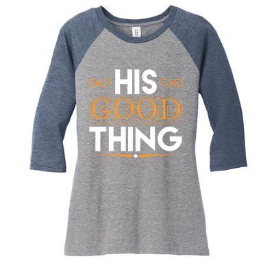 Wo He Who Finds His Good Thing Proverbs 18 22 Matching Couple V-Neck Women's Tri-Blend 3/4-Sleeve Raglan Shirt