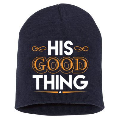 Wo He Who Finds His Good Thing Proverbs 18 22 Matching Couple V-Neck Short Acrylic Beanie