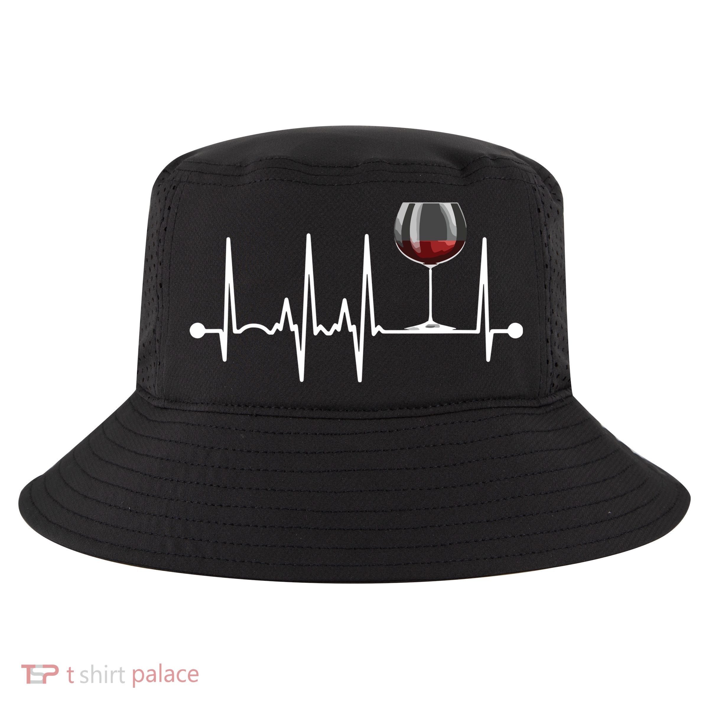 Wine Heartbeat Wine Drinker Lover Tasting Gift Wine Glass Cool Comfort Performance Bucket Hat