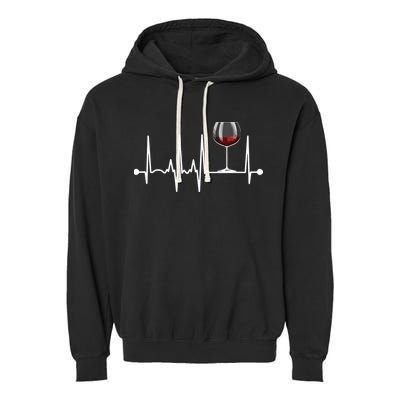 Wine Heartbeat Wine Drinker Lover Tasting Gift Wine Glass Garment-Dyed Fleece Hoodie