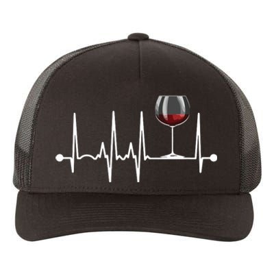 Wine Heartbeat Wine Drinker Lover Tasting Gift Wine Glass Yupoong Adult 5-Panel Trucker Hat