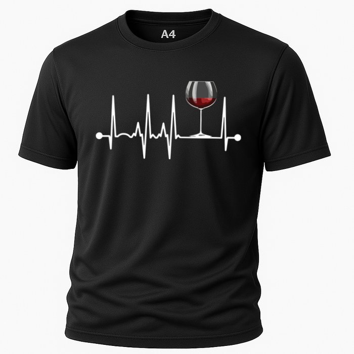 Wine Heartbeat Wine Drinker Lover Tasting Gift Wine Glass Cooling Performance Crew T-Shirt