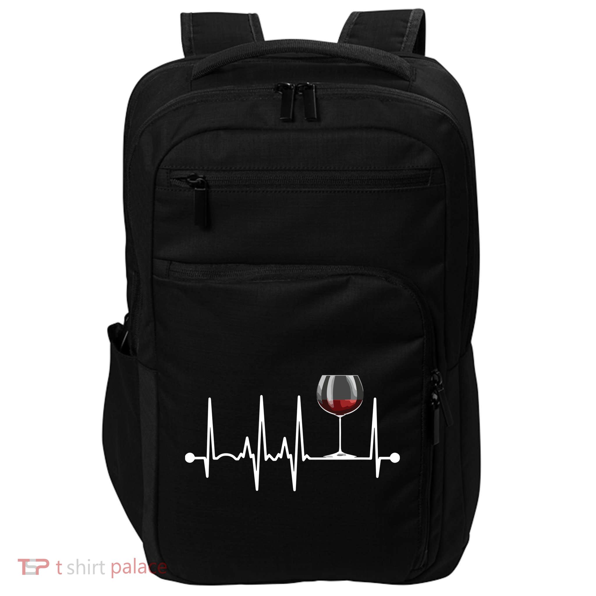Wine Heartbeat Wine Drinker Lover Tasting Gift Wine Glass Impact Tech Backpack
