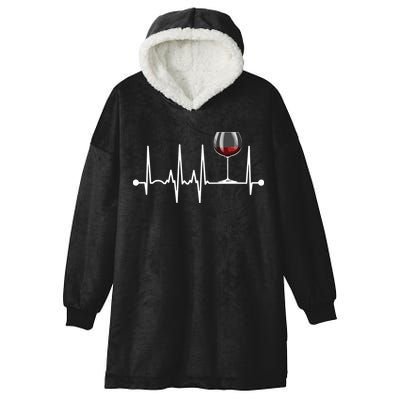 Wine Heartbeat Wine Drinker Lover Tasting Gift Wine Glass Hooded Wearable Blanket
