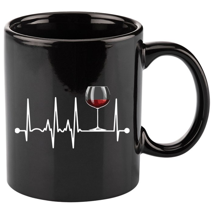 Wine Heartbeat Wine Drinker Lover Tasting Gift Wine Glass 11oz C Handle Ceramic Mug