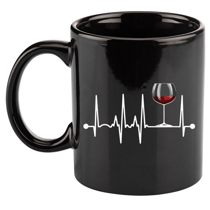 Wine Heartbeat Wine Drinker Lover Tasting Gift Wine Glass 11oz C Handle Ceramic Mug