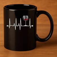 Wine Heartbeat Wine Drinker Lover Tasting Gift Wine Glass 11oz C Handle Ceramic Mug