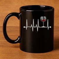 Wine Heartbeat Wine Drinker Lover Tasting Gift Wine Glass 11oz C Handle Ceramic Mug