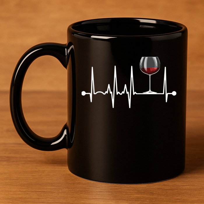 Wine Heartbeat Wine Drinker Lover Tasting Gift Wine Glass 11oz C Handle Ceramic Mug