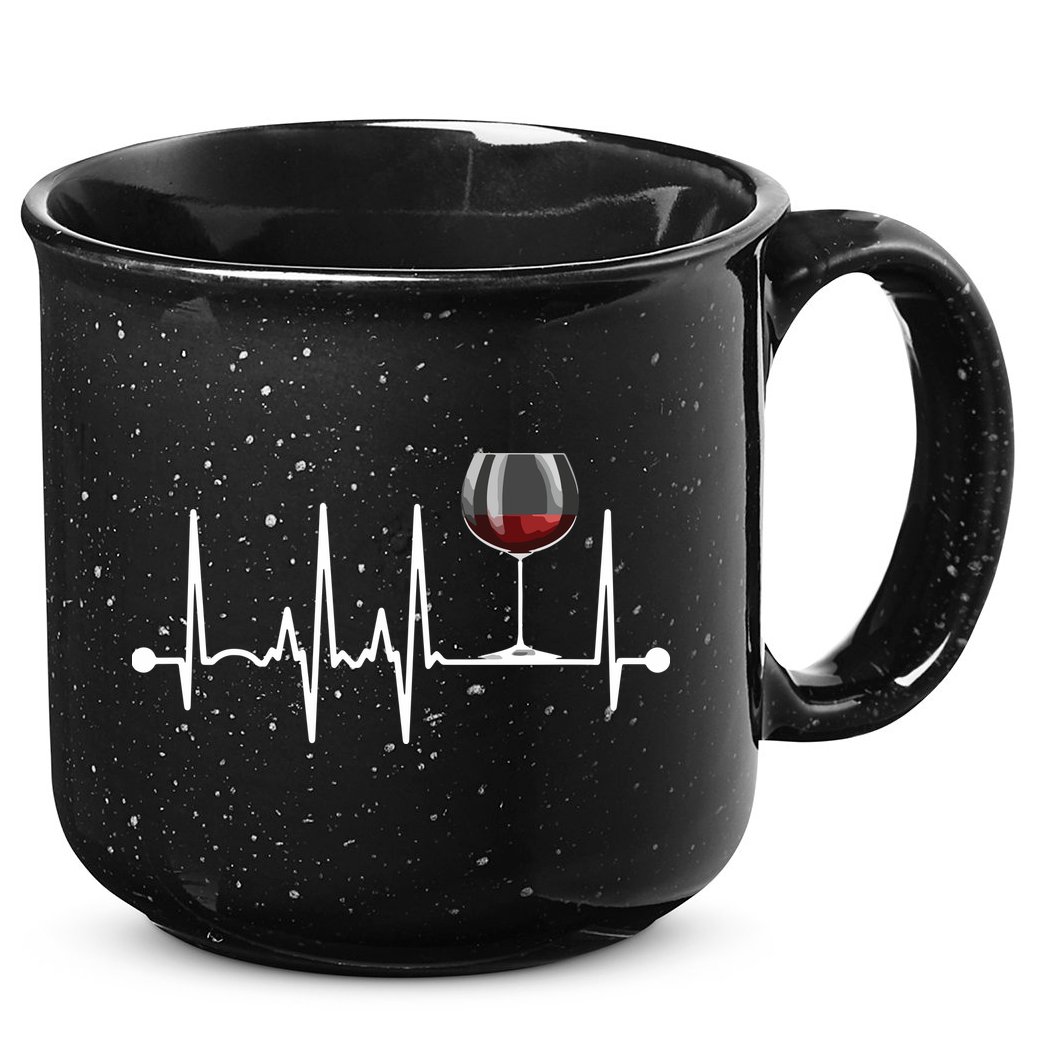 Wine Heartbeat Wine Drinker Lover Tasting Gift Wine Glass 15oz Campfire Ceramic Mug