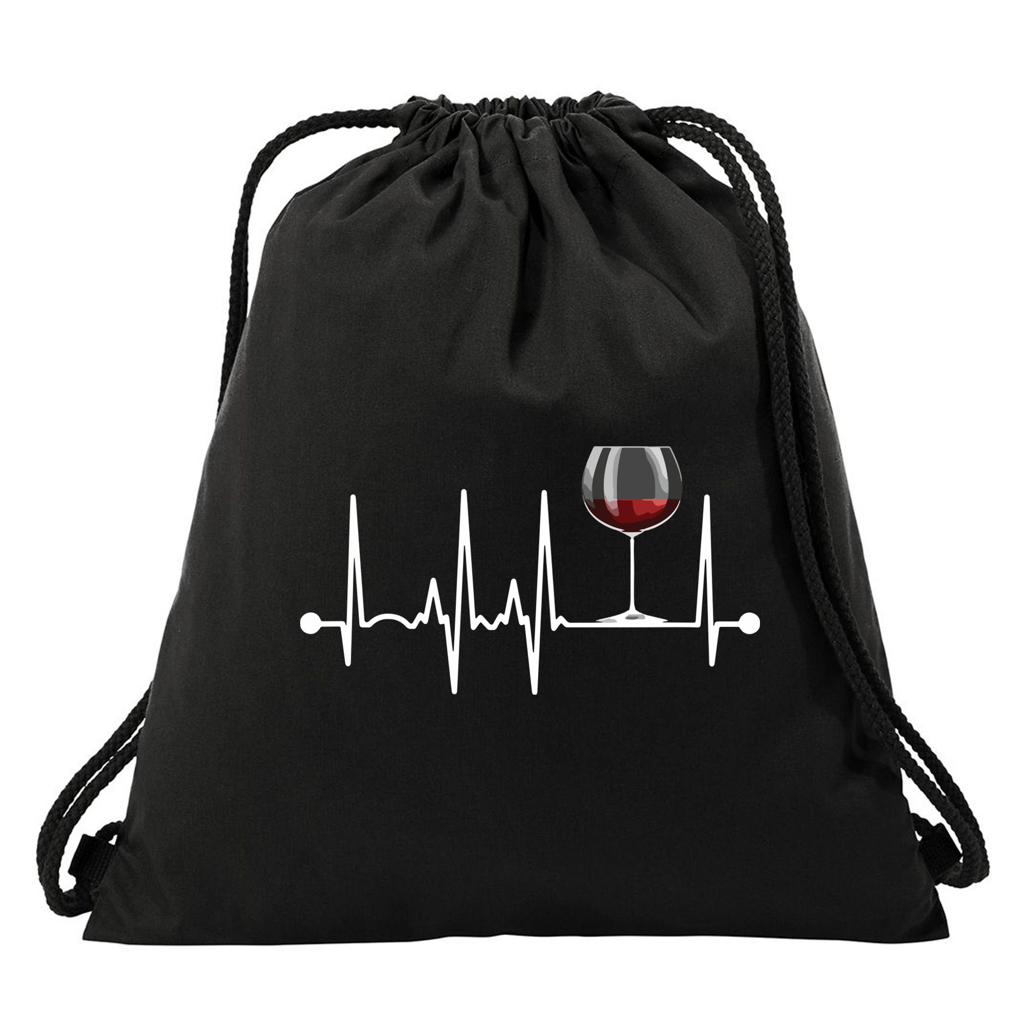 Wine Heartbeat Wine Drinker Lover Tasting Gift Wine Glass Drawstring Bag