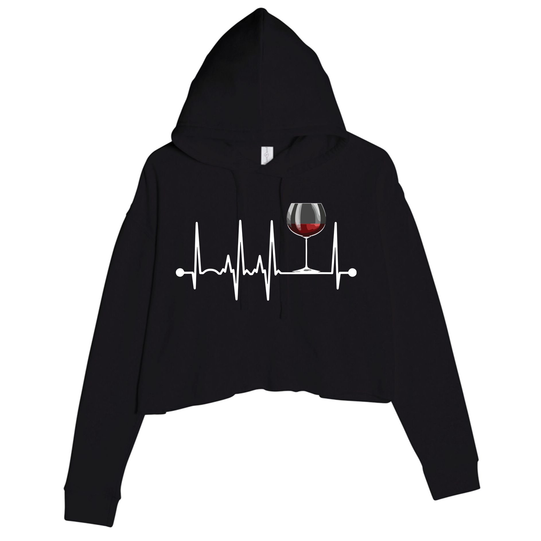 Wine Heartbeat Wine Drinker Lover Tasting Gift Wine Glass Crop Fleece Hoodie