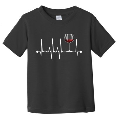 Wine Heartbeat Wine Drinker Lover Tasting Gift Wine Glass Toddler T-Shirt