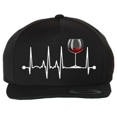 Wine Heartbeat Wine Drinker Lover Tasting Gift Wine Glass Wool Snapback Cap