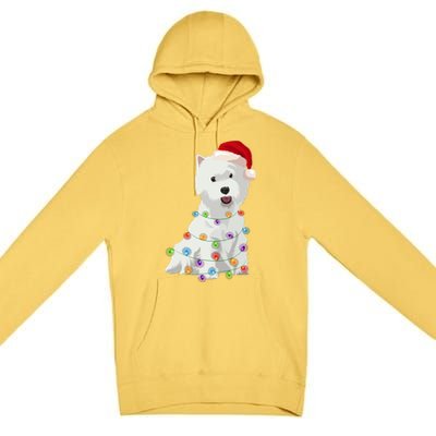 West Highland White Terrier Westie Christmas Lights Xmas Dog Long Sleeve Premium Pullover Hoodie