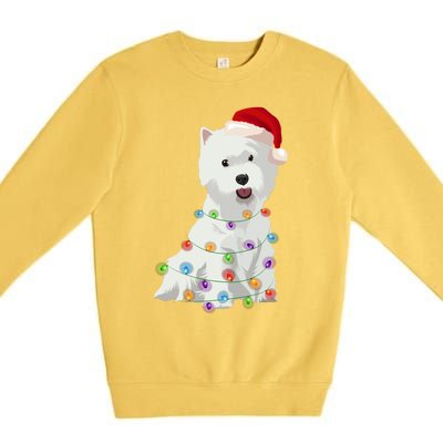 West Highland White Terrier Westie Christmas Lights Xmas Dog Long Sleeve Premium Crewneck Sweatshirt