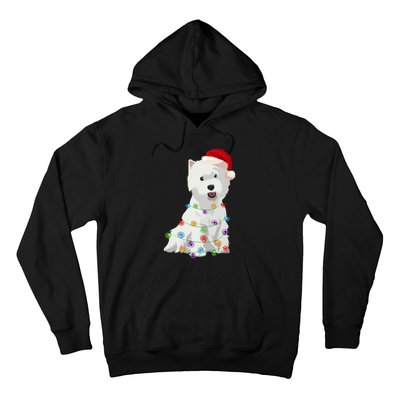 West Highland White Terrier Westie Christmas Lights Xmas Dog Long Sleeve Hoodie