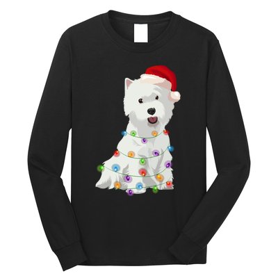 West Highland White Terrier Westie Christmas Lights Xmas Dog Long Sleeve Long Sleeve Shirt