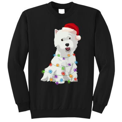 West Highland White Terrier Westie Christmas Lights Xmas Dog Long Sleeve Sweatshirt