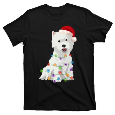 West Highland White Terrier Westie Christmas Lights Xmas Dog Long Sleeve T-Shirt