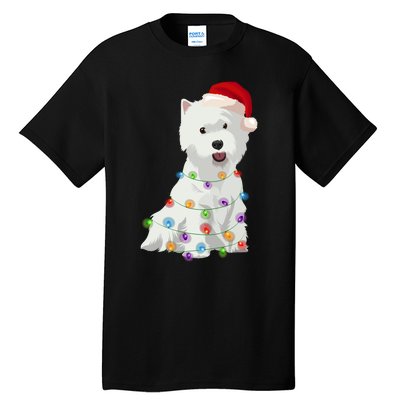 West Highland White Terrier Westie Christmas Lights Xmas Dog Long Sleeve Tall T-Shirt