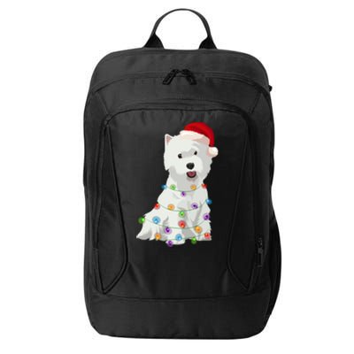 West Highland White Terrier Westie Christmas Lights Xmas Dog Long Sleeve City Backpack