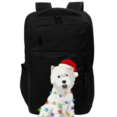 West Highland White Terrier Westie Christmas Lights Xmas Dog Long Sleeve Impact Tech Backpack