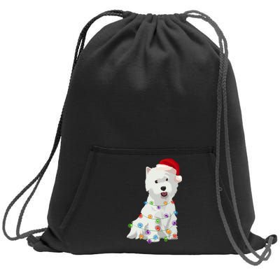 West Highland White Terrier Westie Christmas Lights Xmas Dog Long Sleeve Sweatshirt Cinch Pack Bag