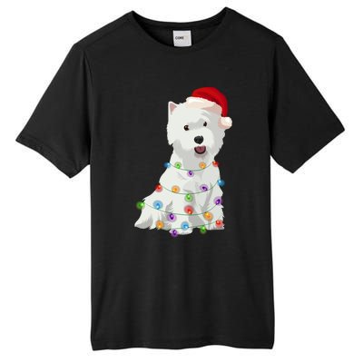 West Highland White Terrier Westie Christmas Lights Xmas Dog Long Sleeve Tall Fusion ChromaSoft Performance T-Shirt