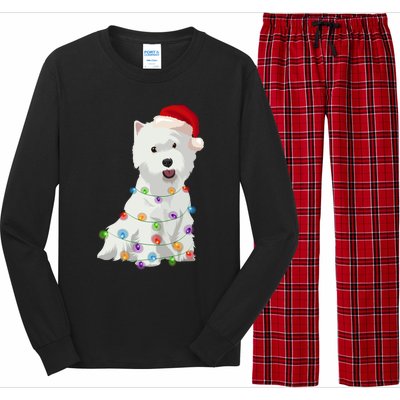 West Highland White Terrier Westie Christmas Lights Xmas Dog Long Sleeve Long Sleeve Pajama Set