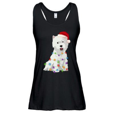 West Highland White Terrier Westie Christmas Lights Xmas Dog Long Sleeve Ladies Essential Flowy Tank