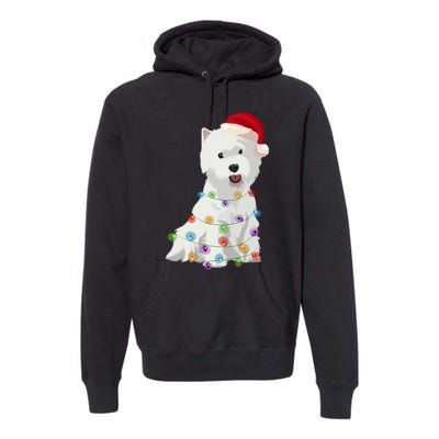 West Highland White Terrier Westie Christmas Lights Xmas Dog Long Sleeve Premium Hoodie