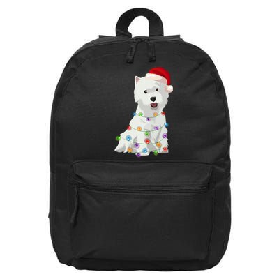 West Highland White Terrier Westie Christmas Lights Xmas Dog Long Sleeve 16 in Basic Backpack