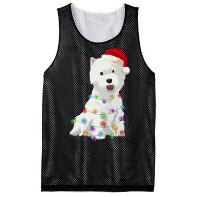 West Highland White Terrier Westie Christmas Lights Xmas Dog Long Sleeve Mesh Reversible Basketball Jersey Tank