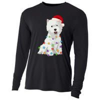 West Highland White Terrier Westie Christmas Lights Xmas Dog Long Sleeve Cooling Performance Long Sleeve Crew