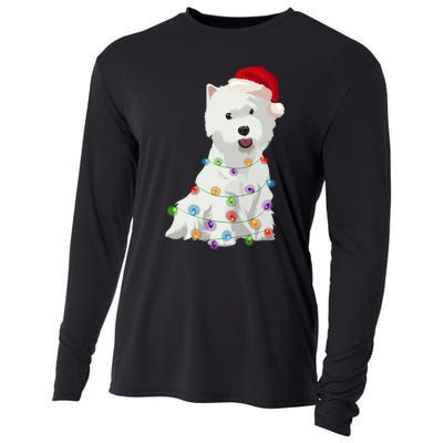 West Highland White Terrier Westie Christmas Lights Xmas Dog Long Sleeve Cooling Performance Long Sleeve Crew