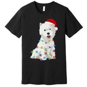 West Highland White Terrier Westie Christmas Lights Xmas Dog Long Sleeve Premium T-Shirt