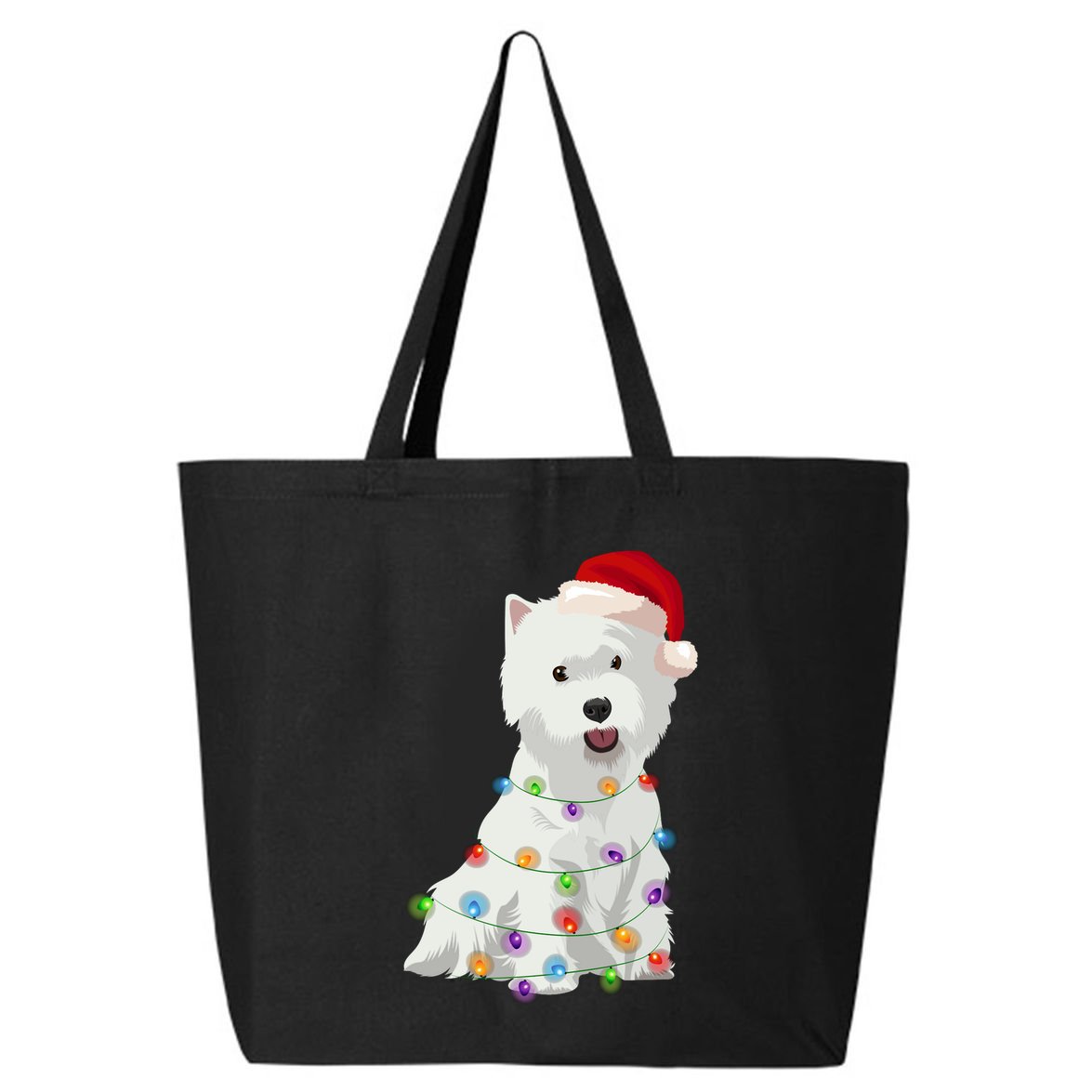 West Highland White Terrier Westie Christmas Lights Xmas Dog Long Sleeve 25L Jumbo Tote