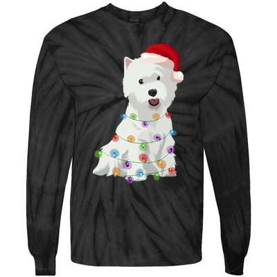 West Highland White Terrier Westie Christmas Lights Xmas Dog Long Sleeve Tie-Dye Long Sleeve Shirt