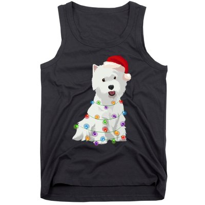 West Highland White Terrier Westie Christmas Lights Xmas Dog Long Sleeve Tank Top