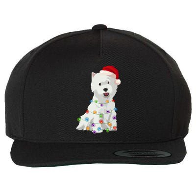 West Highland White Terrier Westie Christmas Lights Xmas Dog Long Sleeve Wool Snapback Cap