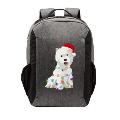 West Highland White Terrier Westie Christmas Lights Xmas Dog Long Sleeve Vector Backpack