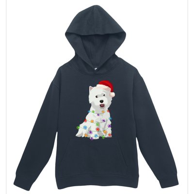 West Highland White Terrier Westie Christmas Lights Xmas Dog Long Sleeve Urban Pullover Hoodie