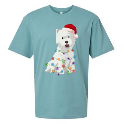 West Highland White Terrier Westie Christmas Lights Xmas Dog Long Sleeve Sueded Cloud Jersey T-Shirt