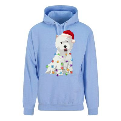 West Highland White Terrier Westie Christmas Lights Xmas Dog Long Sleeve Unisex Surf Hoodie