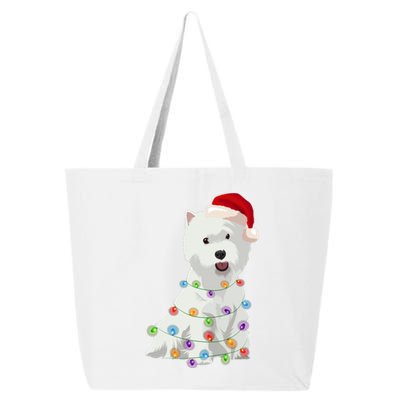 West Highland White Terrier Westie Christmas Lights Xmas Dog Long Sleeve 25L Jumbo Tote